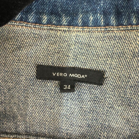 Vero Moda Womens Denim Jacket Vintage Retro Trucker Medium Wash Fading US M - Picture 4 of 5